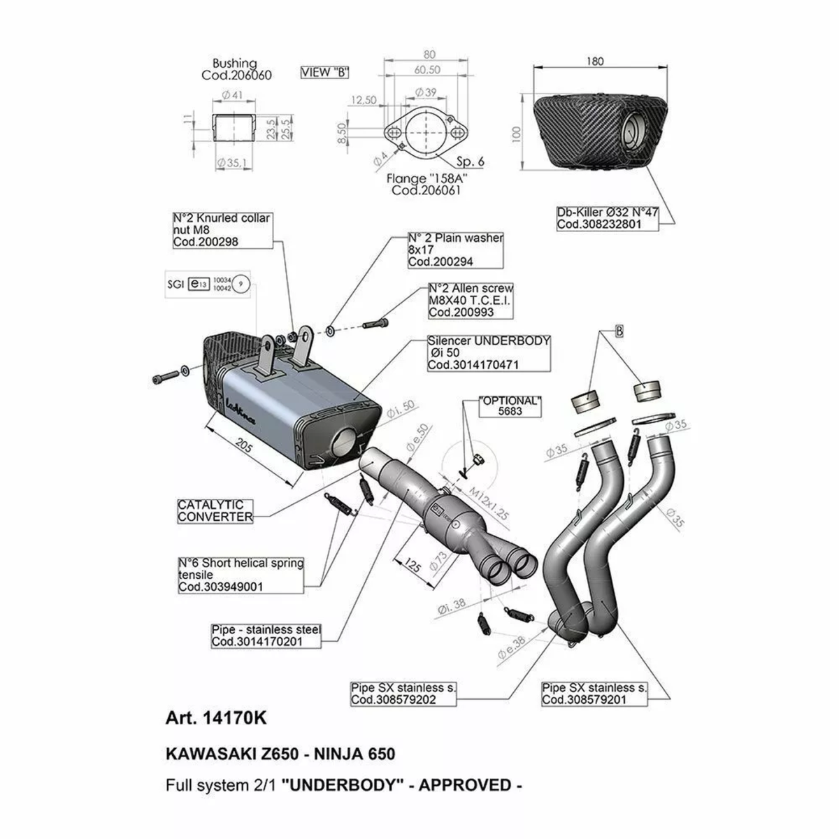 LeoVince Underbody Full Exhaust - Kawasaki Ninja 650 ABS 14170K - Image 2